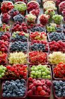 Літні ягоди в картонних пінтахів — стокове фото