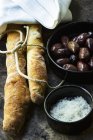 Arrangement of olive bread — Stock Photo