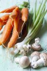 Carrots, spring onions — Stock Photo