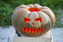 Pumpkin carving step — Stock Photo