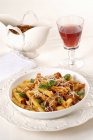 Ziti pasta with meat sauce and Parmesan — Stock Photo