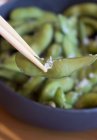 Steamed soybeans with salt — Stock Photo
