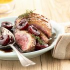 Duck Magret with cherries — Stock Photo