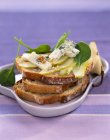 Roquefort sandwich in bowl — Stock Photo