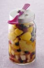 Jar of fruit salad — Stock Photo