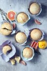 Muffins with key ingredients — Stock Photo