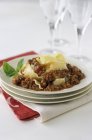 Pappardelle bolognese con carne macinata — Foto stock