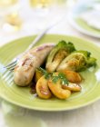 White sausage with apples — Stock Photo