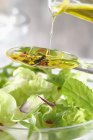 Balsamic and olive oil french dressing in glass plate — Stock Photo