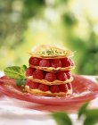 Closeup view of Mille-feuille with raspberries on plate — Stock Photo