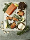Gin and Pine Cured Salmon — Stock Photo