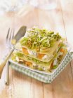 Lasagne with leek, smoked trout and cheese — Stock Photo