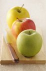 Três maçãs diferentes — Fotografia de Stock
