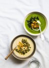 Суп из лука-порея и цветной капусты — стоковое фото