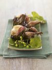 Quails with Verjus on plate — Stock Photo