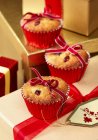 Festive cranberry and marzipan muffins — Stock Photo