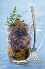 Octopus salad in glass — Stock Photo