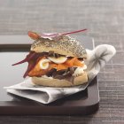 Smoked salmon burger — Stock Photo
