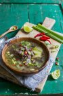 Thai soup with beef — Stock Photo