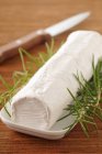 Formaggio di capra su piatto bianco — Foto stock