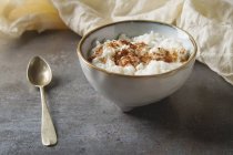 Traditional rice pudding with cinnamon — Stock Photo