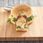 Camembert y hamburguesa con queso de jengibre - foto de stock