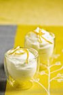 Glass cups with Lemon mousse — Stock Photo