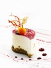 Cheesecake with physalis on top — Stock Photo