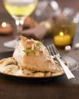 Baked Turbot with Riesling sauce — Stock Photo