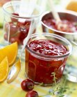 Cherry jam in glass — Stock Photo