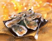 Hot oysters in shells — Stock Photo