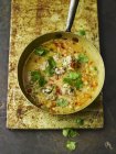 Spicy Red Lentil, Coconut, and Coriander Soup with Chicken Dumplings — Stock Photo