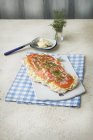 Focaccia with salmon and dill — Stock Photo