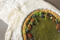 Green tea vegetarian pie — Stock Photo