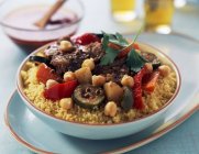 Lamb couscous with chickpeas and vegetables — Stock Photo