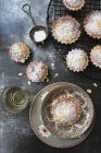 Almond cakes with icing sugar — Stock Photo