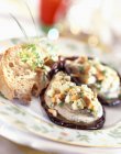 Baked eggplant covered with mousse — Stock Photo