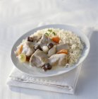 Veal Blanquette with rice and vegetables — Stock Photo