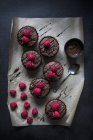 Cupcakes gelados com framboesas — Fotografia de Stock