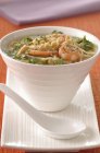 Суп с лапшой с креветками и арахисом — стоковое фото