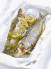 Baked sardines with fennel and lemon — Stock Photo