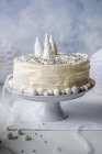 Christmas cake with white chocolate icing — Stock Photo