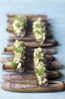Closeup view of stuffed razor clams with herb — Stock Photo