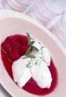 Fromage blanch with raspberries — Stock Photo