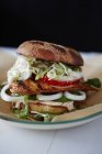 Chicken burger with fennel slaw — Stock Photo