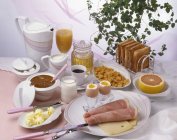 Complete breakfast served — Stock Photo