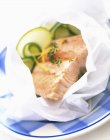 Salmon and courgette Papillotes — Stock Photo