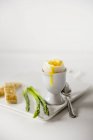 Soft-boiled egg with asparagus — Stock Photo