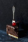 Bolo de chocolate com cereja — Fotografia de Stock