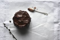 Torta con glassa al cioccolato fondente — Foto stock